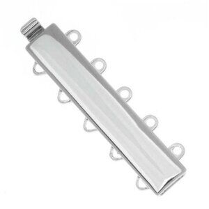 Rhodium Plated Elegant Elements 5 Strand Box Clasp - Rectangle Design - 30mm by